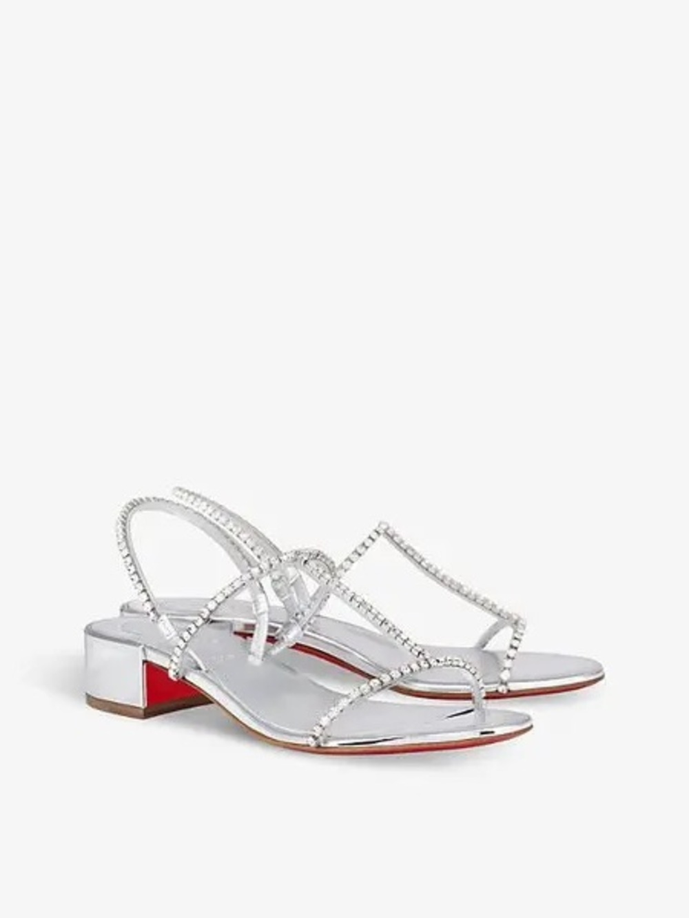 New CHRISTIAN LOUBOUTIN  Simple Queenie 25 Crystal-Embellished Sandals Size 35